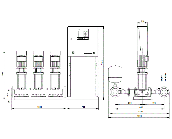 Grundfos Hydro MPC-S 3 CR64-2 U4 D-C-A-GHV