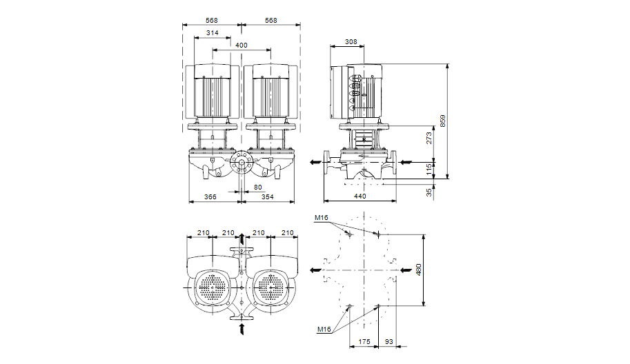 Grundfos TPED 80-400/2-S A-F-A-GQQE 3x400 В, 2900 об/мин