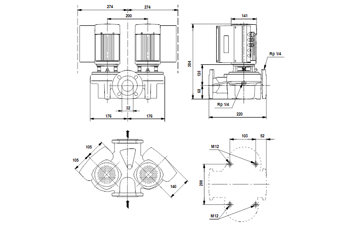 Grundfos TPED 32-60/2-S A-F-A-RUUE