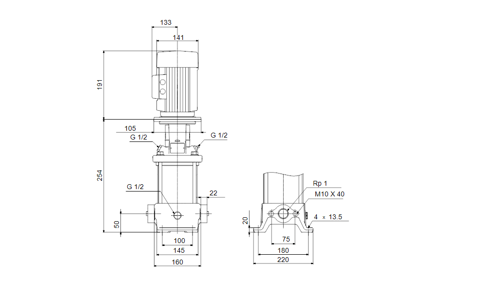 Grundfos CR 1-3 A-A-A-E-HQQE (овальный фланец Rp 1") 1х230 В