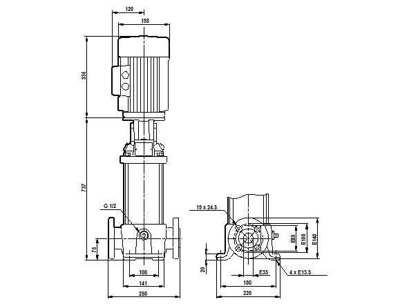 Grundfos CR 5-18 A-FGJ-A-E-HQQE (фланец по DIN) 3х400 В