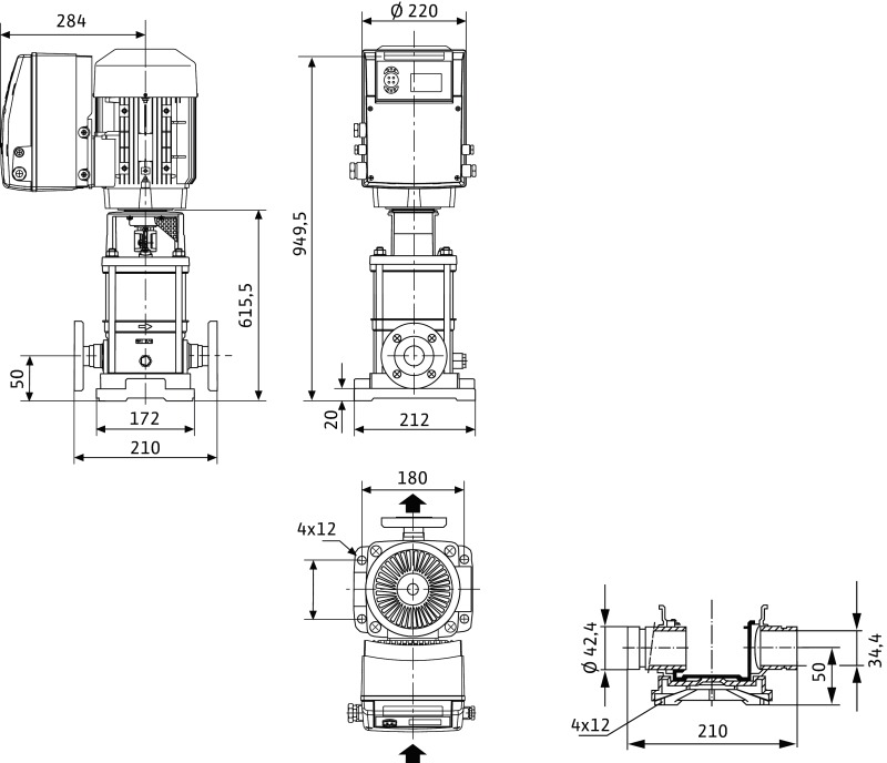 Насос Wilo-Multivert MVIE204-2/P/V/1-2/M13