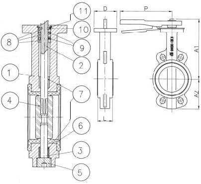 Межфланцевый затвор Genebre 210326 DN450 PN10 Корпус-чугун, Диск-чугун