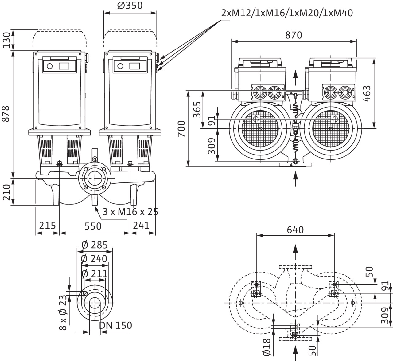 Насос Wilo DL-E150/220-11/4 R1