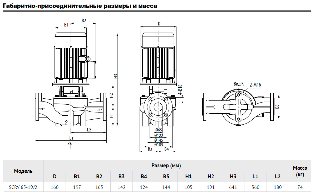 Насос Waterstry SCRV 65-19/2, 3х220/380V; 3 kw; раб. колесо - чугун