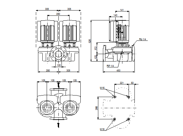 Grunfos TPED 40-360/2 A-F-A GQQE 3x400 В, 2900 об/мин